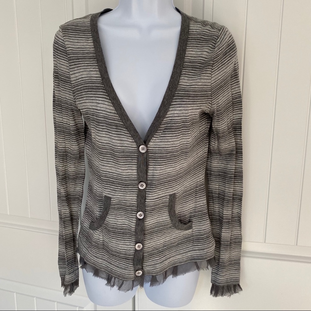 5/$25! Juicy couture gray striped cardigan size small